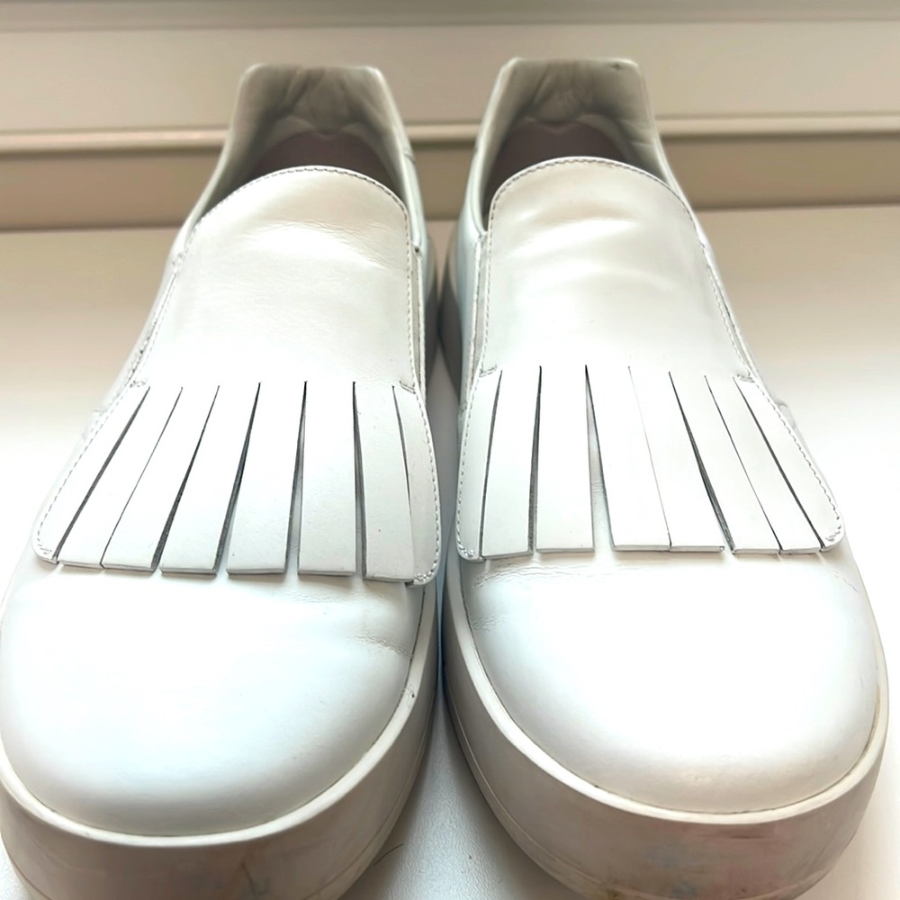 Prada white slide on boat shoe